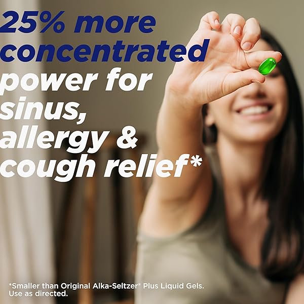 ALKA-SELTZER PLUS MAXIMUM STRENGTH POWER MAX SINUS, ALLERGY AND COUGH MEDICINE FOR ADULTS AND CHILDREN 12 YEARS AND OLDER – RELIEVES SYMPTOMS FROM ALLERGIES, COLDS OR HAY FEVER, 24 COUNT