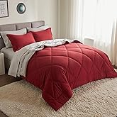 Joiedomi Queen Comforter Set with Sheets Red, 7 Pieces Queen Bed Set with 1 Down Alternative Comforter, 1 Flat Sheet, 1 Fitted Sheet, 2 Pillowcases and 2 Pillow Shams, Bed in a Bag for All Seasons