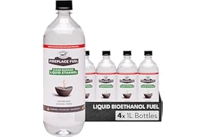 Superior Trading Co. Liquid Bioethanol Fuel for Tabletop Fire Pit, Clean-Burning, Smoke-Free, Odorless, No Toxic Fumes, Safety-Pour Bottle, 4 Pack