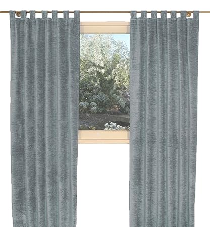 Vorhang 'Grönland A', Thermo-Chenille Schlaufenschal, Farbe:eisblau, 245/174 cm, Schwere Qualität: 330g/qm, Einzelschal, Ther