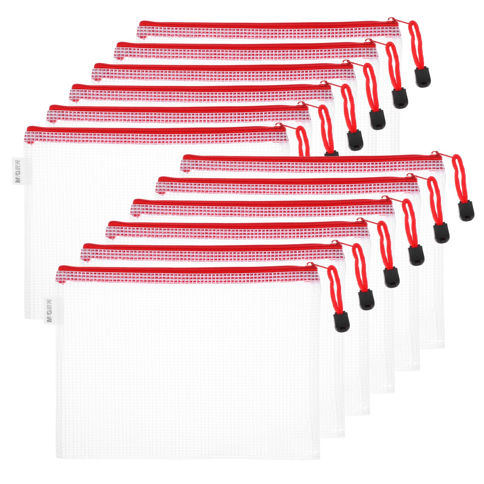 PATIKIL Mesh Zipper Pouch Bag 9.25"x7.28", 12pcs Waterproof File Bag A5 Letter Size Document Organizing Storage for Office Puzzle Cosmetic Travel, 3 Color
