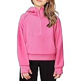 Arshiner Girls Half Zip Sweatshirt Fleece Hooded Pullover for Teen Long Sleeve Tops Fall Winter Clothes Thumb Hole