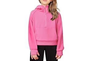 Arshiner Girls Sweatshirt Half Zip Hoodie Fleece Pullover Sweatshirts for Teen Girls Fall Winter Clothes Thumb Hole