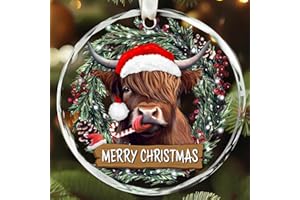 Highland Cow Christmas Ornaments - Highland Cow Ornament - Cow Gifts - Glass Ornaments 2025