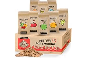 WOODOVER Smoker Pellets - Set of 8 - Wood Pellets for Smoker Grill - Cherry, Oak, Alder, Apple Wood Pellets for Smoker, Hickory Wood Pellets for Smoker, Smoking Pellets, Grilling Wood Pellet - 8 Pack 2 lb Each