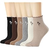 Mcool Mary Womens Socks, Ruffle Turn-Cuff Casual Ankle Breathable Cool Knit Cotton Lettuce Crew Frilly Sock 6 Pack