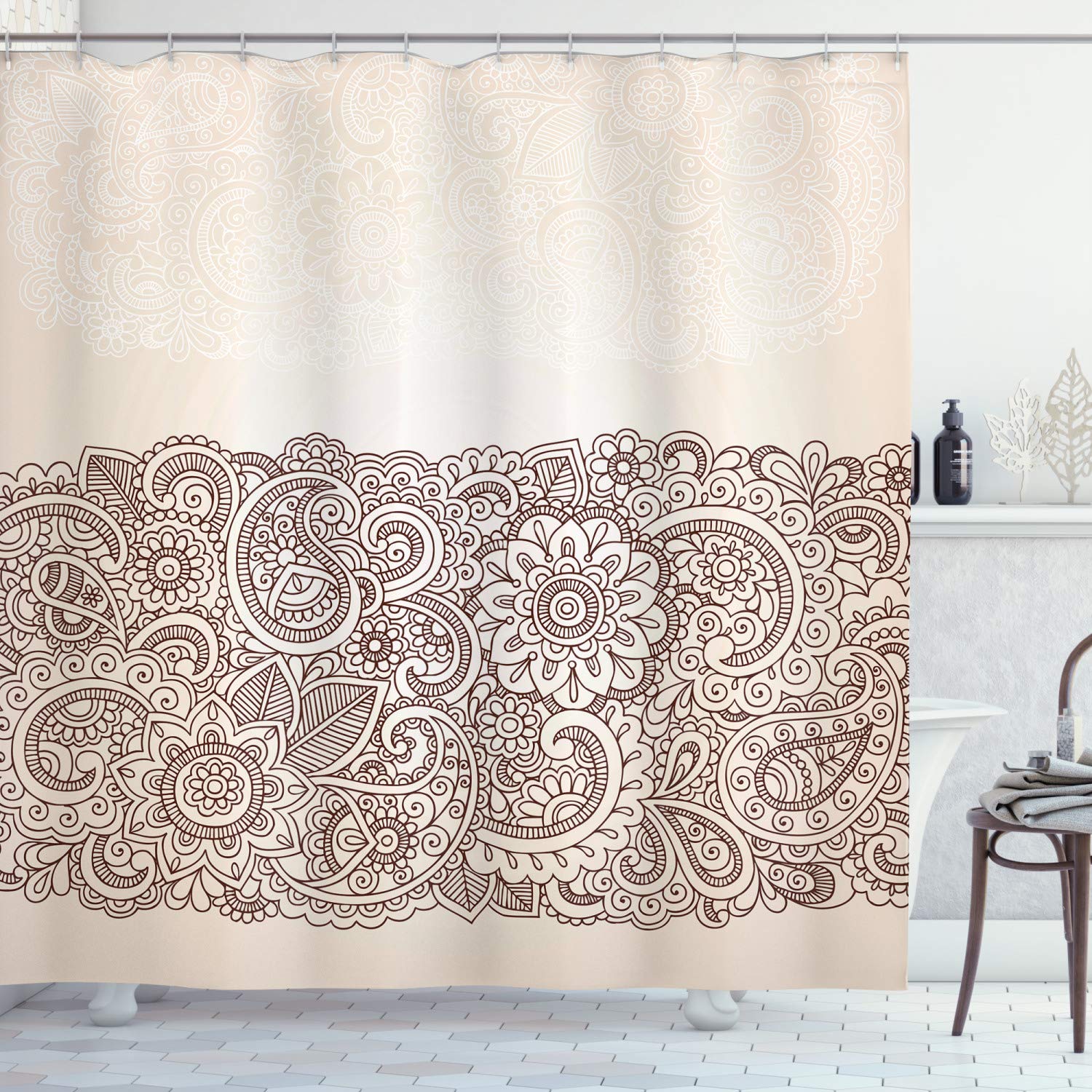Amazon Com Ambesonne Oriental Shower Curtain Complex Design