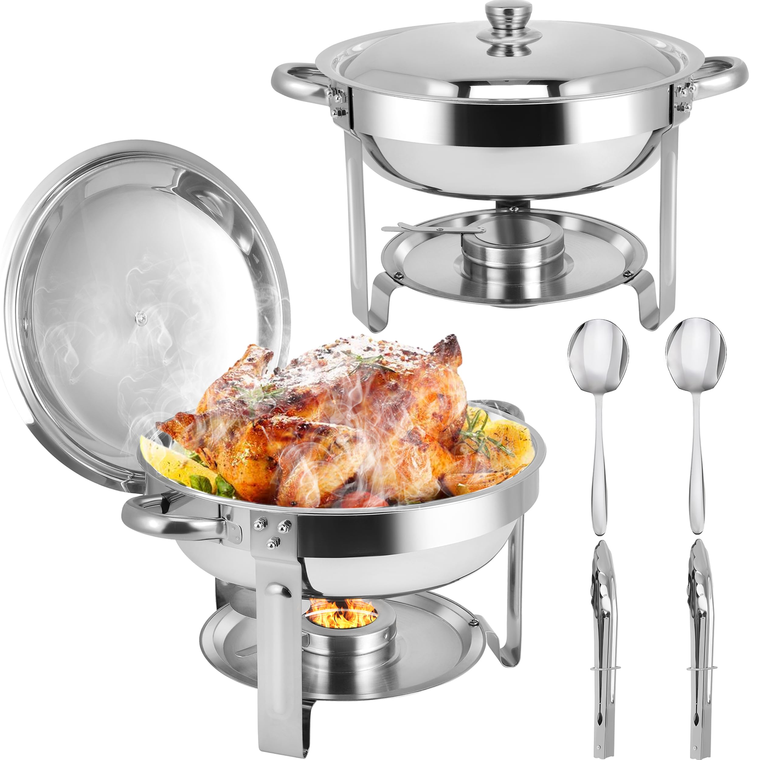 Photo 1 of Chafing Dishes for Buffet, 2 Pack 6QT Stainless Steel Chafing Dish Buffet Set with Lids, Food Warmers for Parties Buffet, Buffet Servers and Warmers for Home, Christmas Gatherings, Catering Events