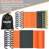 Ohuhu Ratchet Straps with Hook 8 Pack 4.5m x 25mm 680kg Break Strength view 7