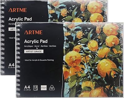 Artme A4 Acrylic Pad 2 Pack 12 Sheets 400gsm Extra Heavyweight Landscape