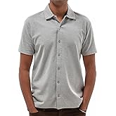 Lyra Apparel Men’s Cotton Short Sleeve Button Down Shirt – Soft Wrinkle Free Casual Shirt for Work, Travel, Summer & Parties