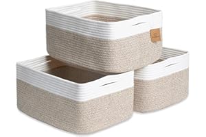 NaturalCozy Storage Baskets 16.8”x13”x7.6” Cotton Rope Woven Baskets for Organizing 3-Pack | Toy Storage Bins | Basket for Shelves, Laundry, Blanket, Clothes, Closet, Kitchen, Bathroom, Gifts