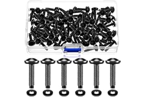 Ripeng 50 Set 10/32 Rack Screws with Nylon Washers Black Stainless Steel Rack Mount Screws for Audio Studio Machine Equipment Server Mounts Hardware Rails