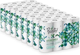 Amazon-Marke: Presto! TAD Küchenrollen, extra saugstark, 32 Rollen (32 x 51 2-lagige Blätter)