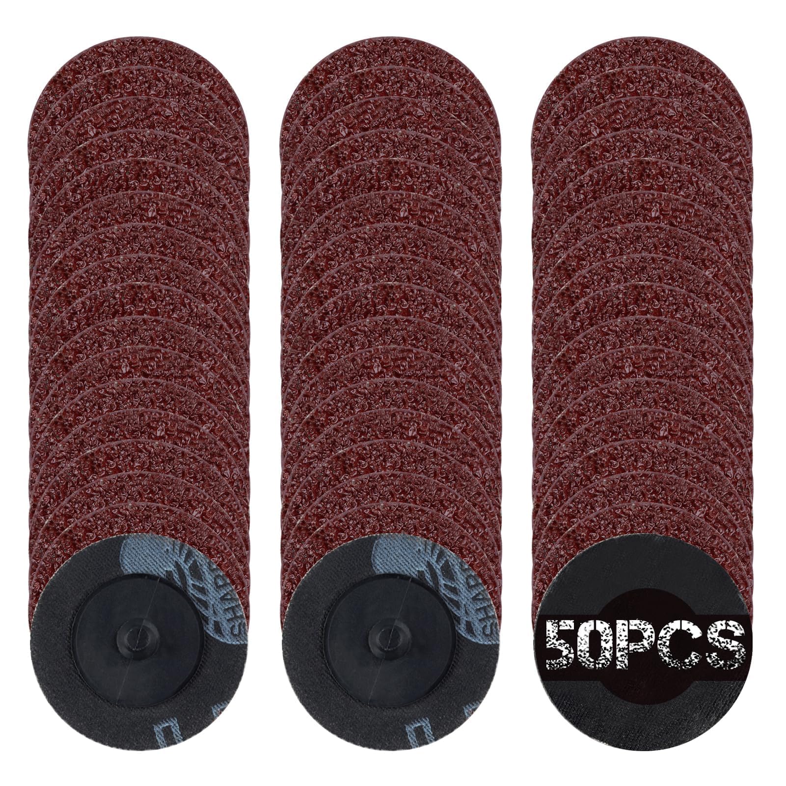 SPEEDWOX 50Pcs 2 Inch 36 Grit Aluminium Oxide Coated Roll Lock Quick Change Discs for Sanding Machines & Drills