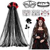 Yotako Day of the Dead Headband, 7 Pcs Day of the Dead Costumes for Women Accessories, Dia de Los Muertos Halloween Costume