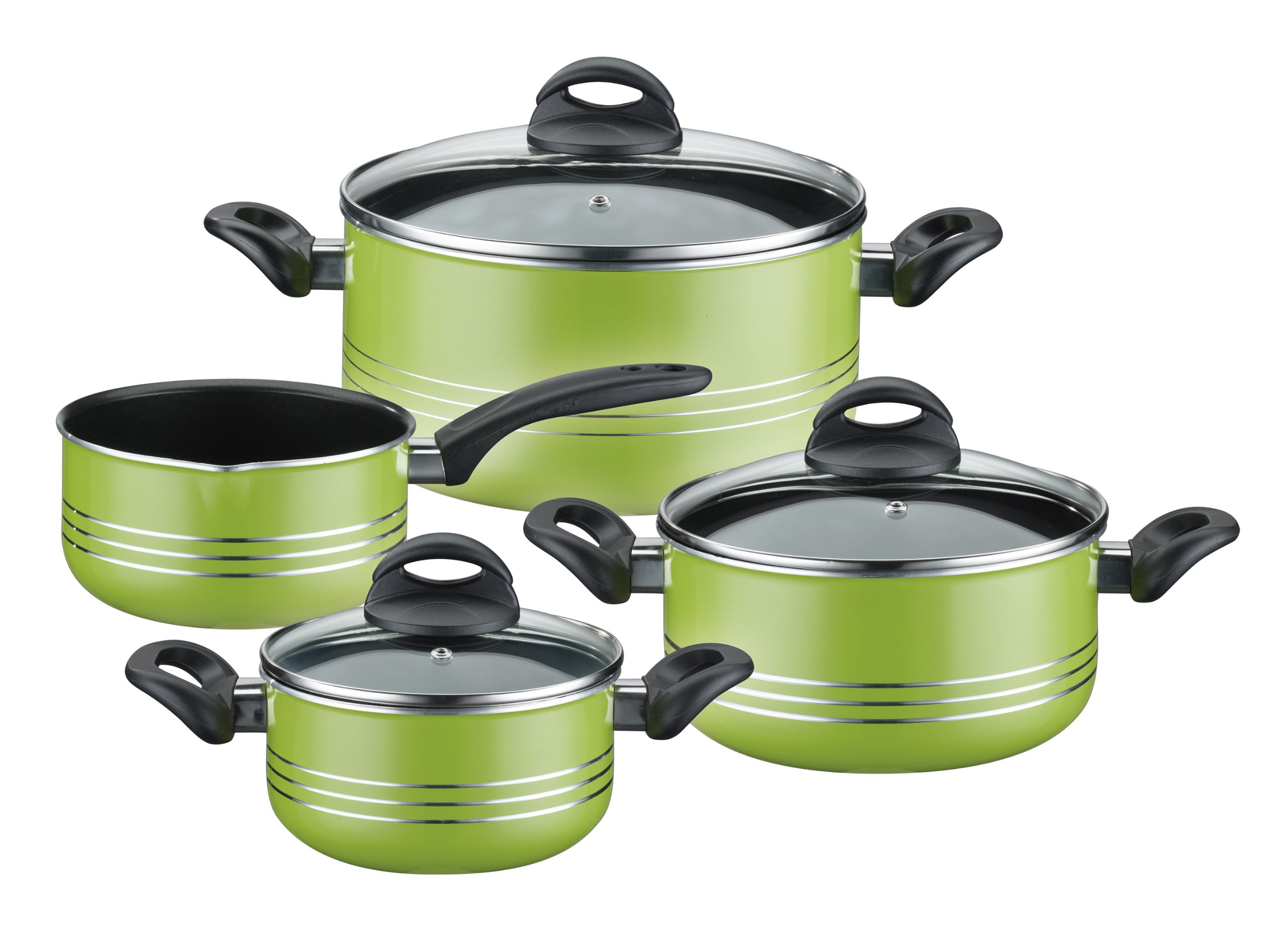 GSW Milano 800396 4-Piece Saucepan Set, Green, Aluminium, 24 cm, 7 Units