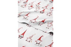 CGK UNLIMITED Queen Christmas Gnome Red Sheet Set - Holiday Xmas Pattern Linen Set - Deep Pockets - Snug Fit - 4 Piece - Wrinkle Free - Comfy & Cooling Festive Winter Bedding - Easy To Care For - Kid Friendly