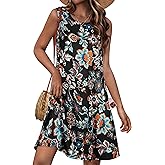 JOLIGAL Womens Summer Dresses Casual Sleeveless Tshirt Sundress Beach Cover Up with Pockets Loose Tank Dress