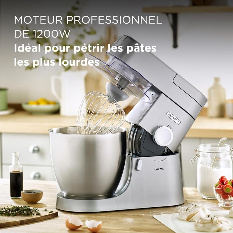 Chef XL - Robot Pâtissier 1200W 6,7L Bol en Acier Inoxydable Argent