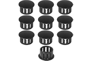 Masendelk 10pcs Plastic Hole Plugs, Snap in Locking Hole Tube Circular Locking Fastener Cover, Insert End Caps for Furniture Fencing Post Pipe - 15mm, Black