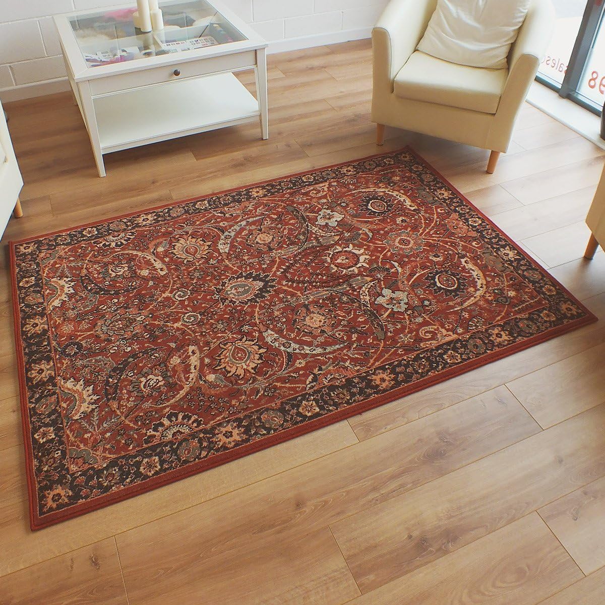 Kashqai Brick Red Rug 4335300 100 Wool Yarn Traditional Design 3.0m x