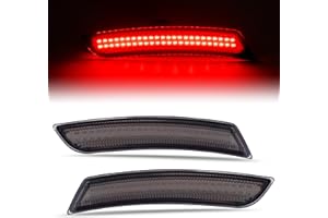 HECASA LED Side Marker Lights Compatible with 2016-2024 Chevrolet Chevy Camaro & 2014-2019 Cadillac CTS ATS Bumper Signal Parking Lamps 2Pcs Smoke Lens Red LED Replacement for GM2861113 23126885