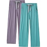 CF Mens Pajama Pants Lightweight Bamboo Rayon Lounge Pants Soft Comfy Sleep Bottoms Long Pajama Pants with Pockets 2 Pack
