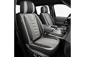 FREESOO Tundra Seat Covers 2026 2025 2024 2023 2022 Full Set, Fit for Toyota Tundra Crewmax Double Cab, Custom Truck Seat Covers with Waterproof Faux Leather BlackgGrey