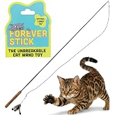 Repounce Forever Stick Unbreakable Cat Wand Toy, Durable Feather Teaser | 36 in Extra Long Fishing Pole Rod for Indoor Cats, Heavy Duty Fiberglass, Swappable Strings and Attachments