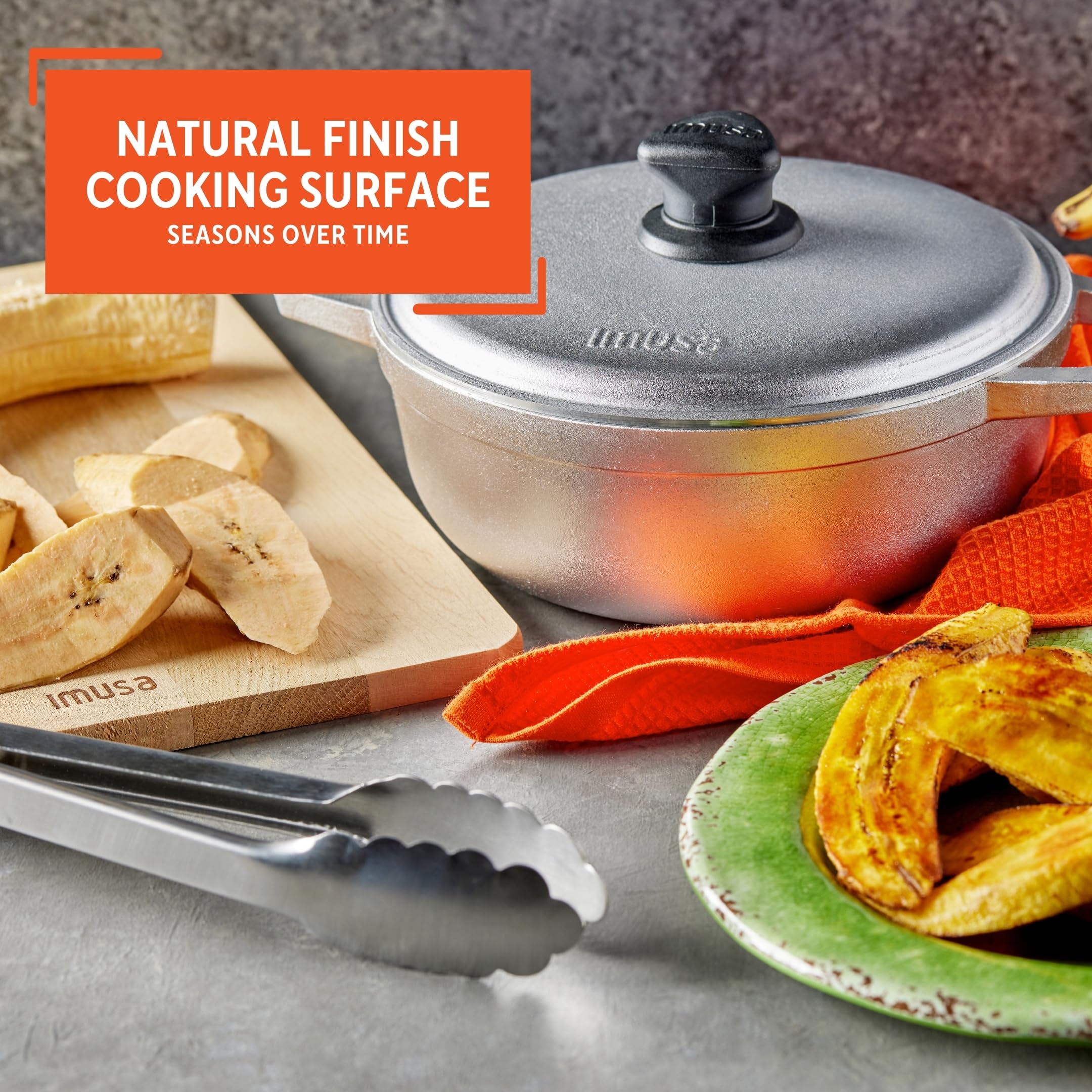 IMUSA Caldero Stock Pot with Aluminium Lid 2QT, Cast Aluminum, Perfect for Serving Small Groups, Riveted Handles, Made in Colombia, Silver