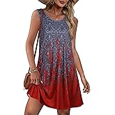 Summer Dresses for Women Beach Boho Sleeveless Vintage Floral Flowy Pocket Tshirt Tank Sundresses