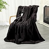 Electric Throw Heated Blanket, Waffle Weave Electric Blanket, Rapid Heating, LCD Controller, 6 Temperature Settings, 4-Hour Auto Shut-Off, ETL Certified, Machine Washable,50“ × 60”, Dark Gray