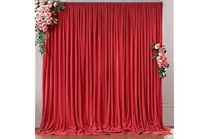 OUTPAIN 10ft x 10ft Red Backdrop Curtains for Party Wedding Wrinkle Free Red Photo Curtains Backdrop Drapes Fabric Decoration for Birthday Party Baby Shower Christmas 5ft x 10ft 2 Panels