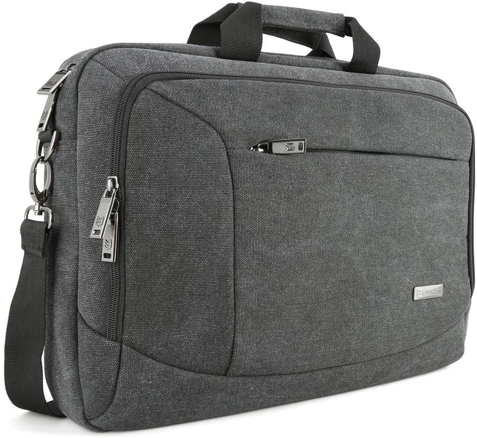 evecase 15.6 inch Laptop Messenger Case, 15.6" Canvas Shoulder Bag - Dark Grey w/Handles, Shoulder Strap for laptops, Samsung ultrabooks, Apple Macbook, Microsoft Sony Acer Asus Chromebook tablet PC