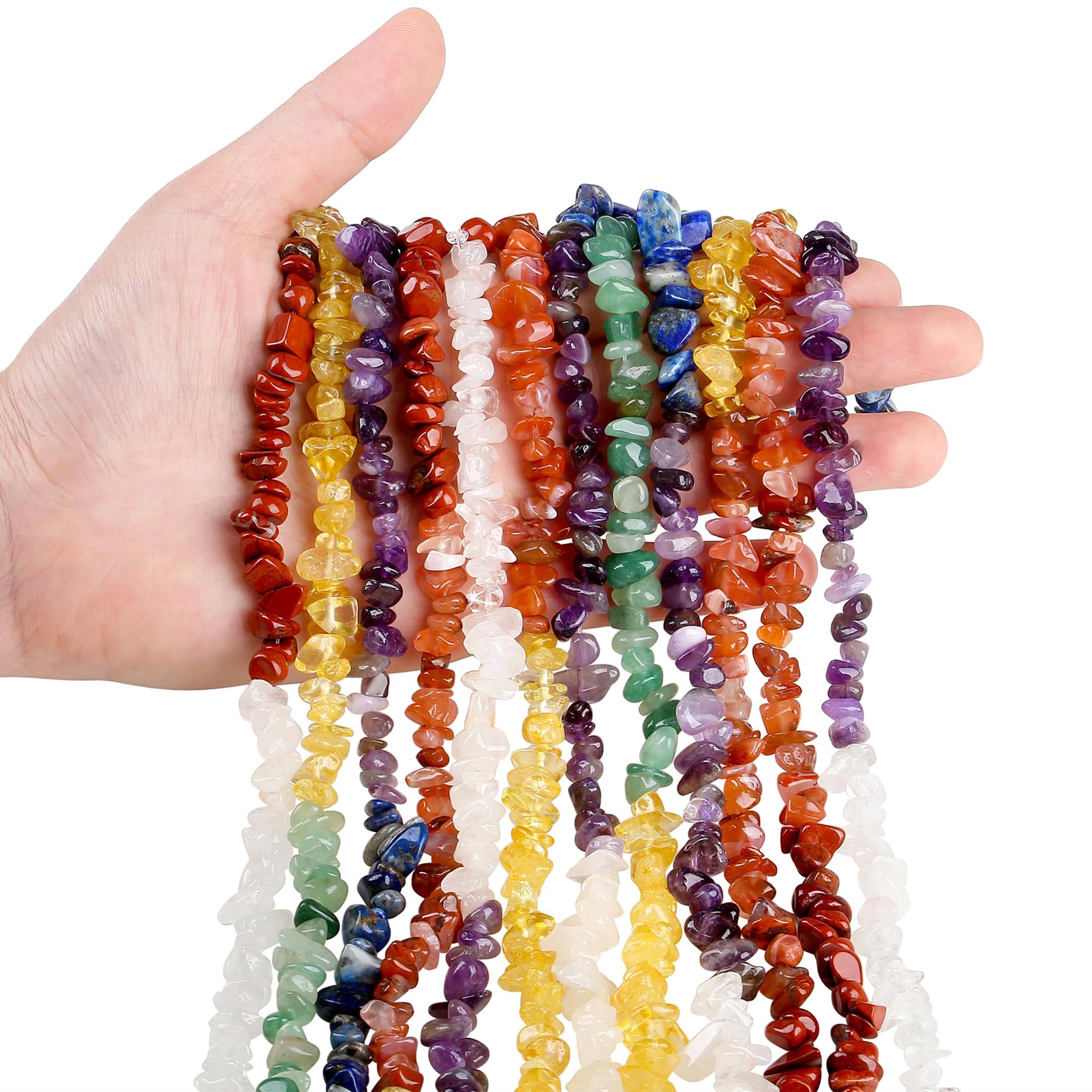 XIANNVXI 400 Pcs 5-8mm Assorted Coloured Crystal Beads for Jewelry Making,7 Chakra Crystal Chip Beads for Crafting Bracelet Making