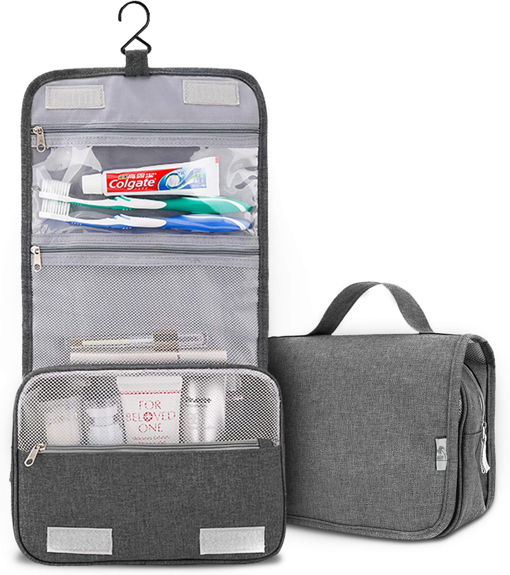 Sehnsucht - Toiletry Bag - Travel Makeup Bag - Hanging Cosmetic Kit for Men & Women - Medium Sized Toiletry Organizer - Travel Bathroom Bag - Grey Pouch with Compartments - Ideal Travel Accessory