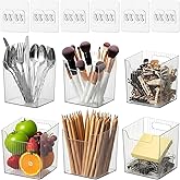 Afcabakila 4 Pcs Clear Adhesive Storage Organizer Bins Cabinet Door Organizer Holders Floating Shelves Fridge Organizers Stackable Plastic Storage Bin for Bathroom Makeup Office Remote Kitchen Sink RV
