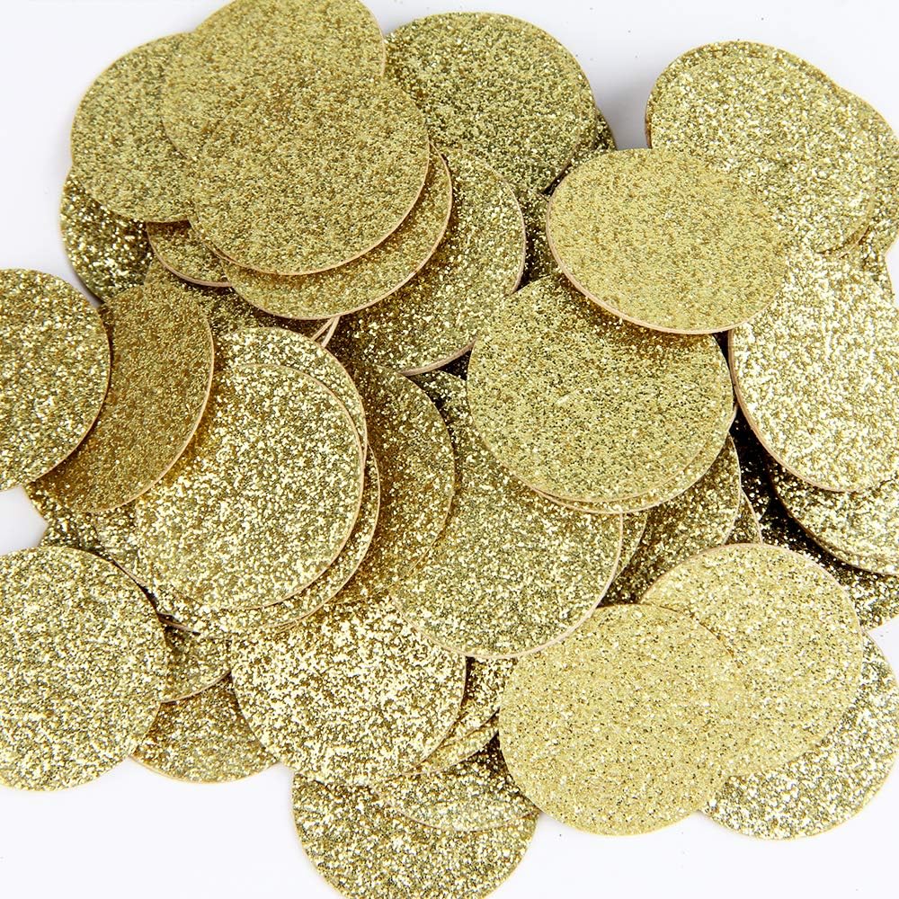 Gold Glitter Double Sided Dots Paper Confetti for Table Wedding Birthday Party Decoration,1.2 inch in Diameter(100pcs)
