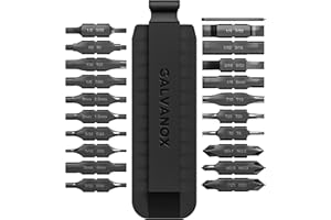 Galvanox 21PC Flat Bit-Kit Designed for Leatherman Multi-Tool Screwdrivers, [59-HRC] Industrial-Grade Hardened S2 Impact Steel, Set Includes Double-Sided Sheath Holder (Black)