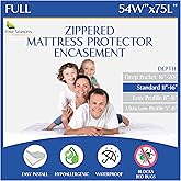 Full Size Mattress Protector Bedbug Waterproof Zippered Cover Hypoallergenic Premium Quality Encasement White
