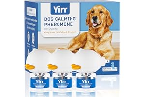 Yirr Dog Calming Diffuser, 6 in 1 Puppy Pheromones Calming Diffuser, Relaxing Pheromone for Dogs Relief Stress Anxiety Fighting Scratching Barking, Help Train Dog to Pee, 3 Diffuser 3 Refill(48ml)