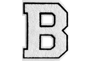 GROZON Varsity Letter Patches White Chenille Letter Patches 4-1/2" Letterman Jacket Patches Large Iron on Letter Patches for Clothing (white-B)