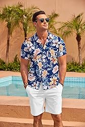 COOFANDY Mens Hawaiian Shirt Short Sleeve Floral