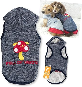 Amazon 犬猫の服 Full Of Vigor マッシュルームわんこラメ裏毛パーカー 5 ネイビー D2s 小型犬 ダックス用 犬猫の服 Full Of Vigor シャツ パーカー 通販
