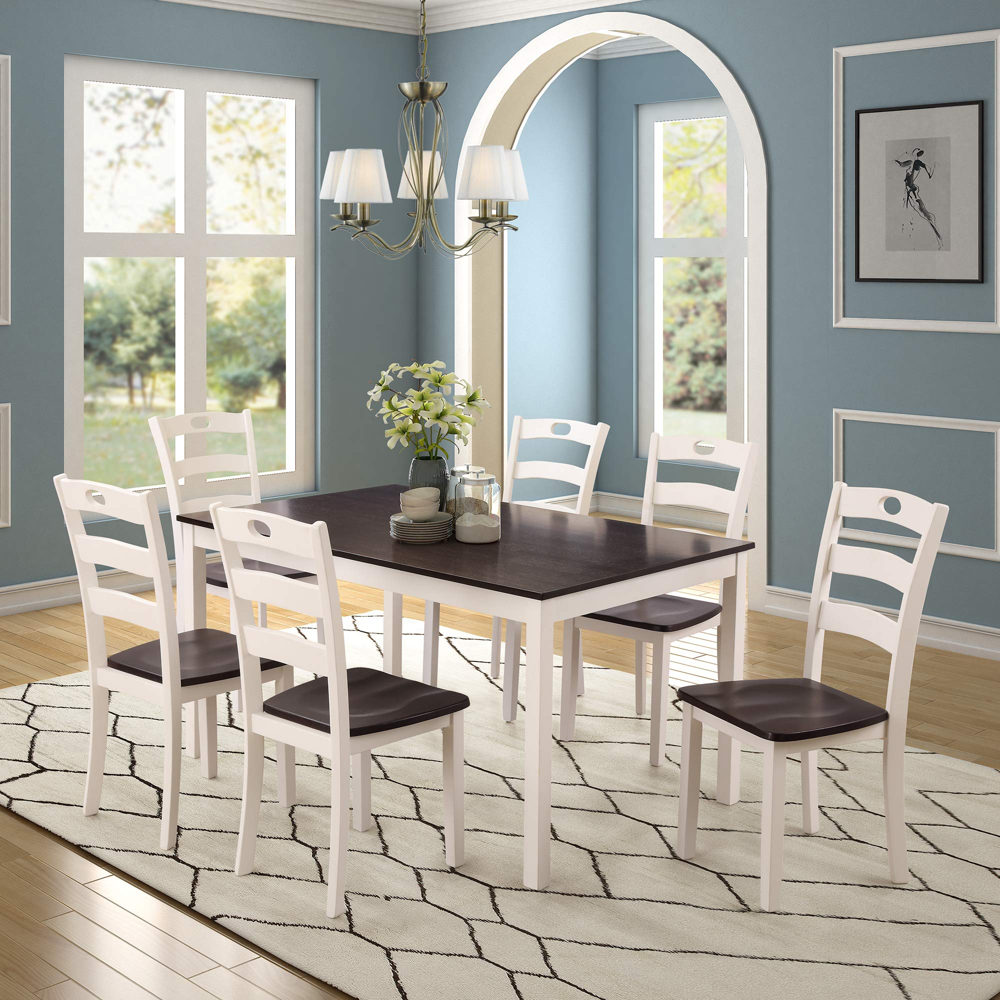 Cungon Online Pieces Dining Table Set With Rectangular Wood