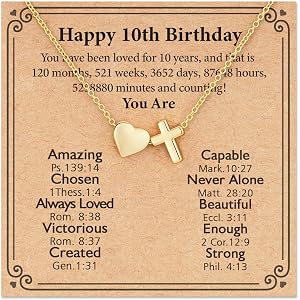 Lydow Happy 9th-16th Birthday Necklace Gifts, 14K Gold Plated Necklace Religious Christian Jewelry for Her 16+3 Inches