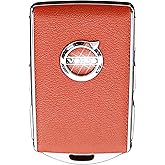 Car Key Case Fob Cover for Volvo XC90, XC60, XC40, S60, S90, V90, Polestar 1, Polestar 2, Top Layer Cow Leather(Orange)