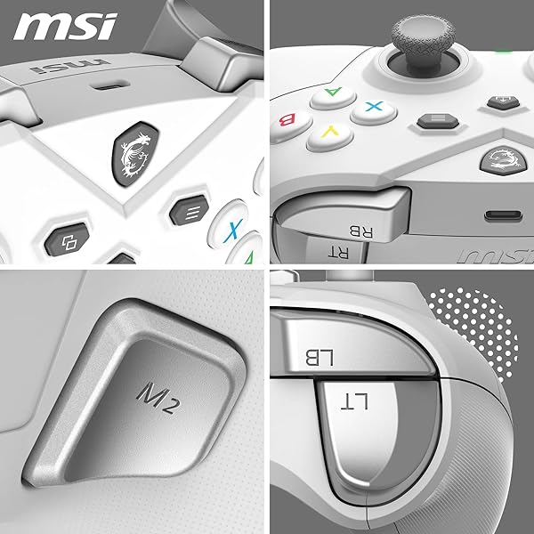 MSI FORCE GC300 WIRELESS WHITE PC GAMEPAD CONTROLLER – 2.4 GHZ, BLUETOOTH, USB TYPE-C TO A – WIRED/WIRELESS, 600MAH LI-ION BATTERY (20H), INTERCHANGEABLE D-PAD COVERS, DUAL VIBRATION MOTORS