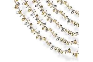 Klikel Iridescent Gold and Silver Large Twinkle Ice Double Twist Bead Garland, Set of 2 Each 10 Feet
